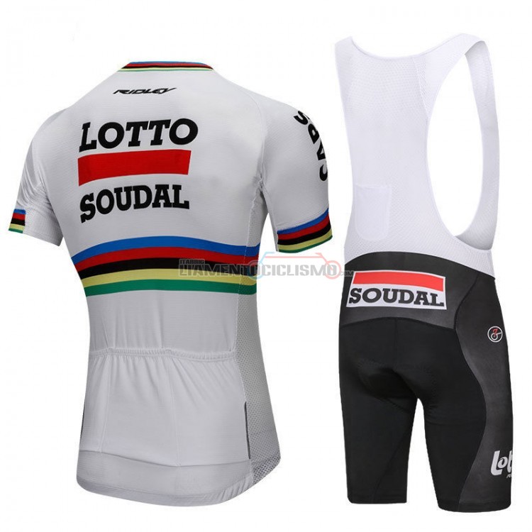Abbigliamento Ciclismo Uci Mondo Campione Lotto Soudal Manica Corta 2018 Bianco